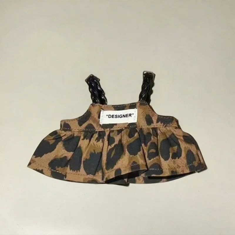 Mini Doll'S Clothes Outfit Accessories For Korea Kpop 15-17cm Labubu V1 V2 and 10cm cotton doll leopard print dress Clothing