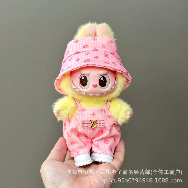 Labubu high imitation big baby clothes 17cm vinyl doll pendant plush toy clothes suit skirt