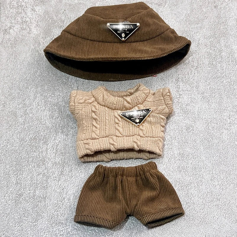 Labubu first and second generation baby clothes labubu triangle sweater overalls hat set can be worn for sitting parties