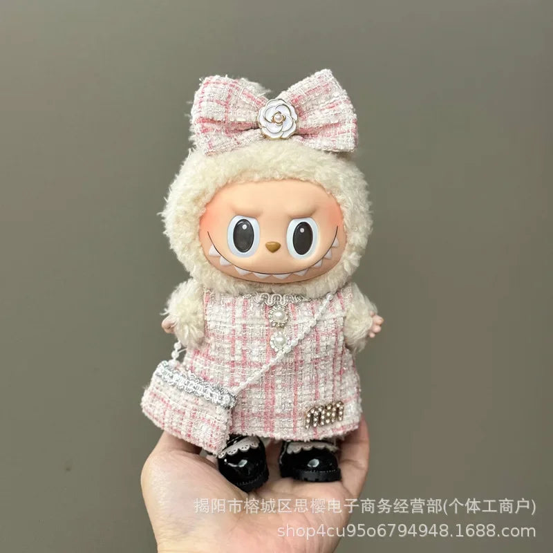 Labubu high imitation big baby clothes 17cm vinyl doll pendant plush toy clothes suit skirt