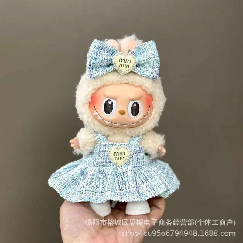 Labubu high imitation big baby clothes 17cm vinyl doll pendant plush toy clothes suit skirt