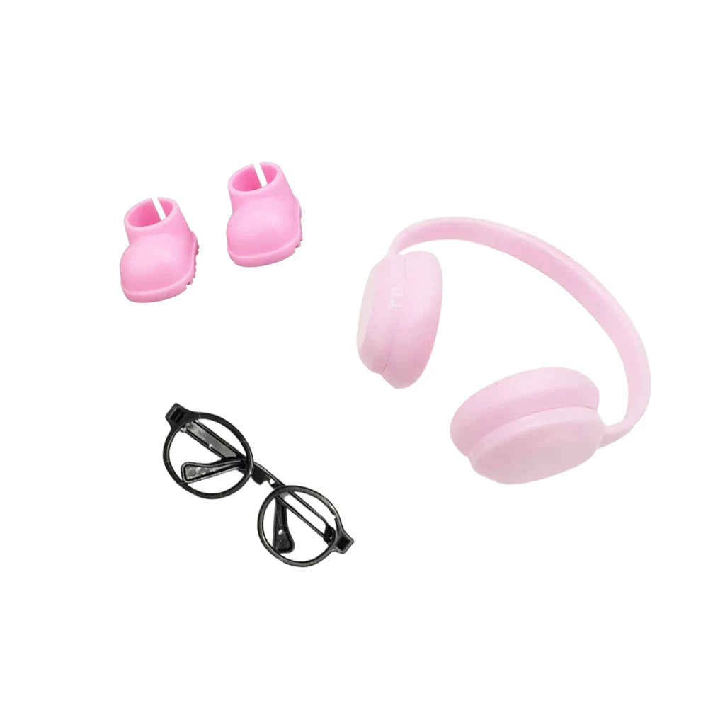 For Labubu Doll Accessories Rainbow Rain Boots Earphones Glasses For 17cm Labubu Doll Clothing Accessories Girls Clothing Gifts