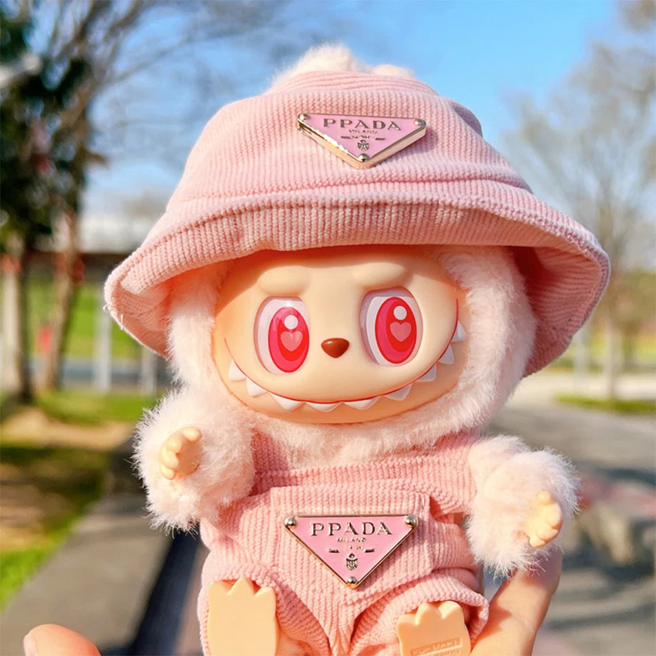 Labubu Corduroy Mini Doll Clothing Set Toys Cute Hats Clothes Shoes Vinyl Doll Accessories Training Sitting Party Games Toys