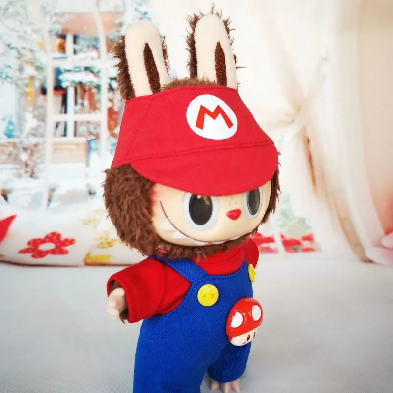17cm Super Mario Cosplay Clothes Game Character Dress Up Clothes Labubu Clothes Keychain Dolls With Replacement Clothes