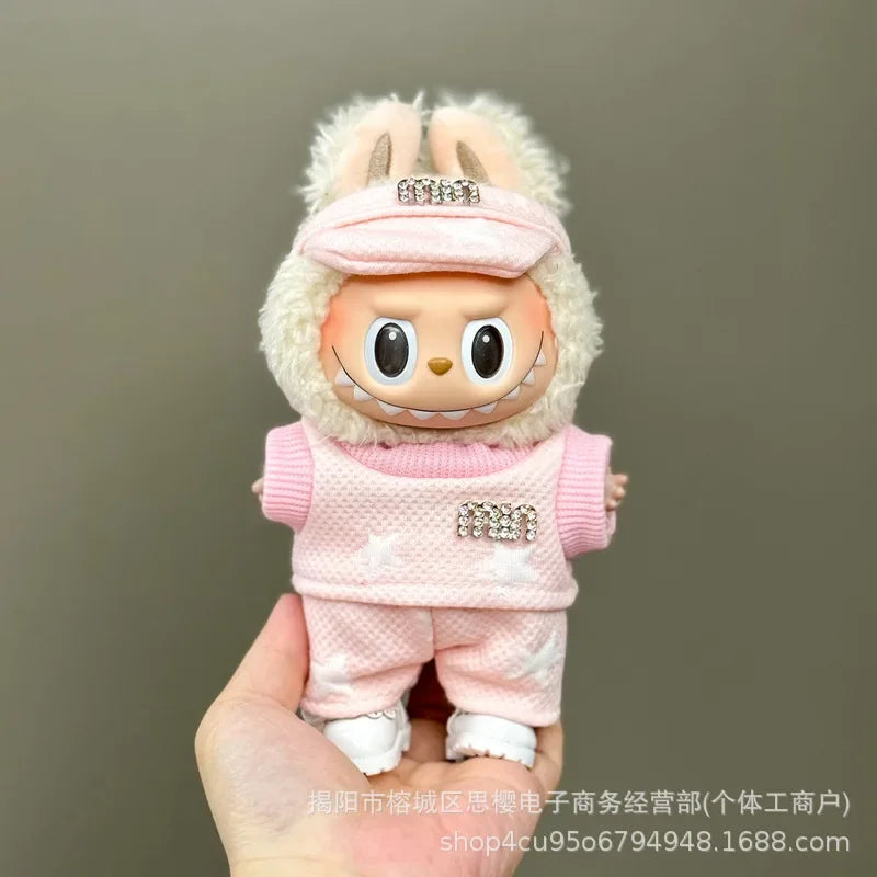 Labubu high imitation big baby clothes 17cm vinyl doll pendant plush toy clothes suit skirt