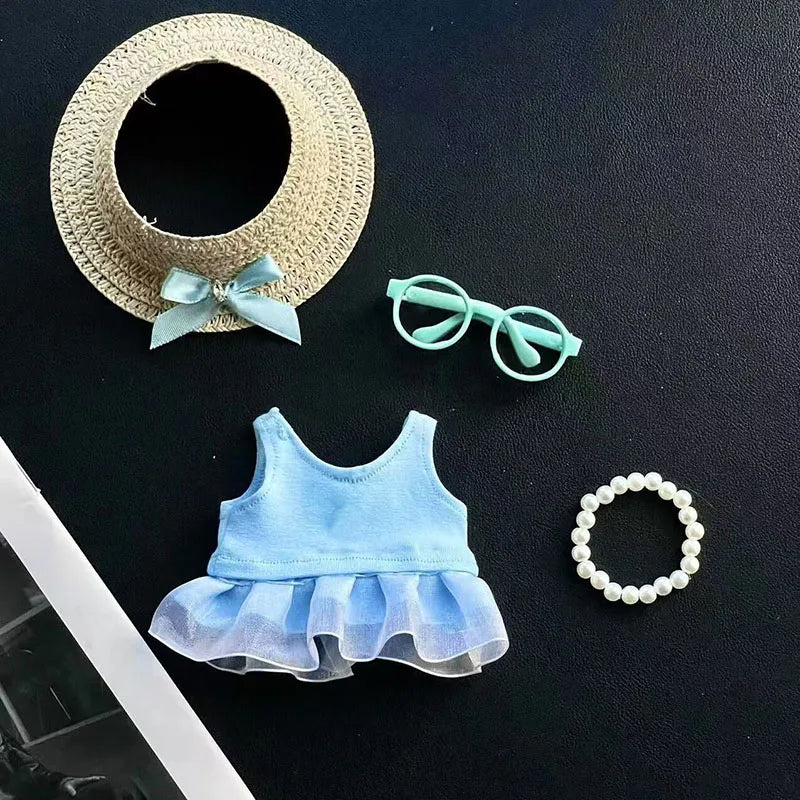 17cm Labubu Handmade Custom Clothing Paired With Elegant Dresses Printed Work Pants Scarves Fashion Shoes