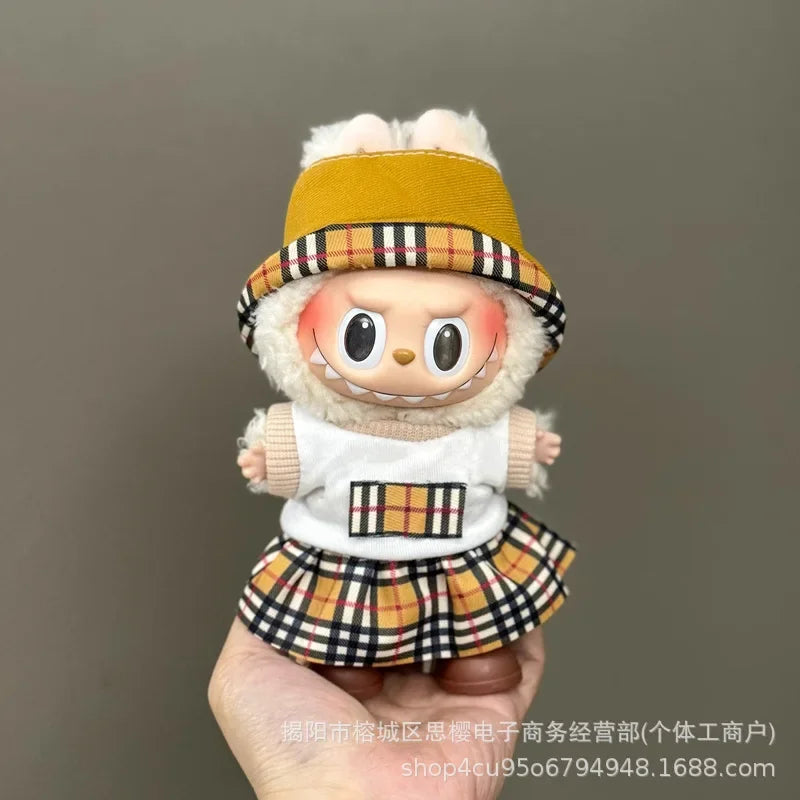 Labubu high imitation big baby clothes 17cm vinyl doll pendant plush toy clothes suit skirt