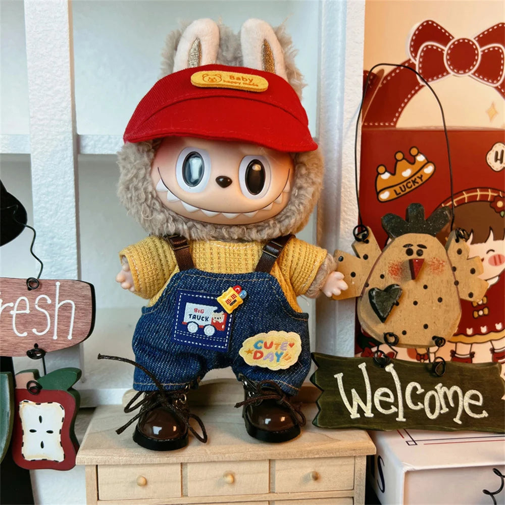 For 17cm Mini Doll Clothes For Labubu V1 V2 Idol Dolls Cute Decoration Macaron Clothing Gift Outfit Accessories