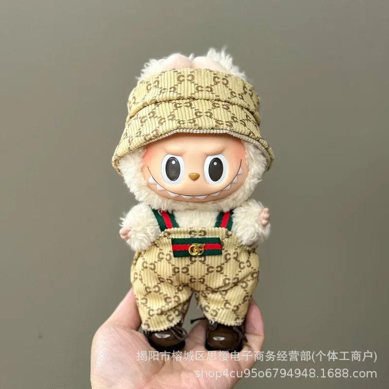 Labubu high imitation big baby clothes 17cm vinyl doll pendant plush toy clothes suit skirt