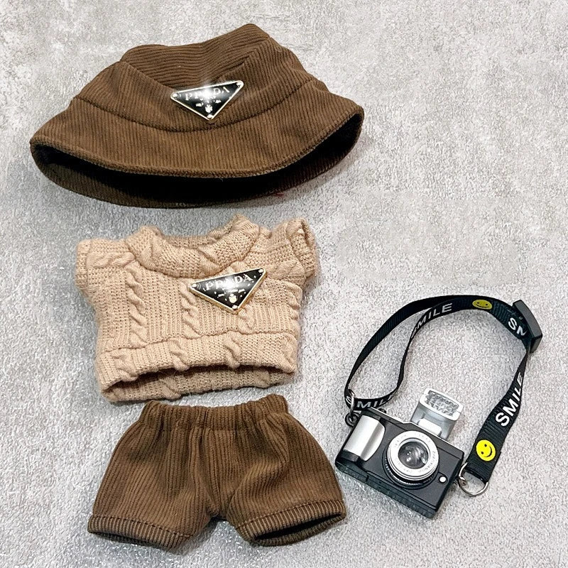 Labubu first and second generation baby clothes labubu triangle sweater overalls hat set can be worn for sitting parties