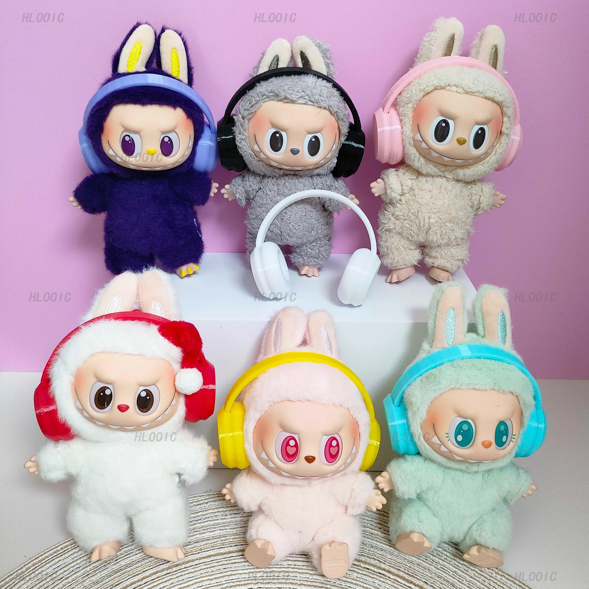 Labubu Accessories:17cm Labubu Fashion Earphone Accessories 10cm Cotton Doll Earphones Macaron Color Doll Earphones