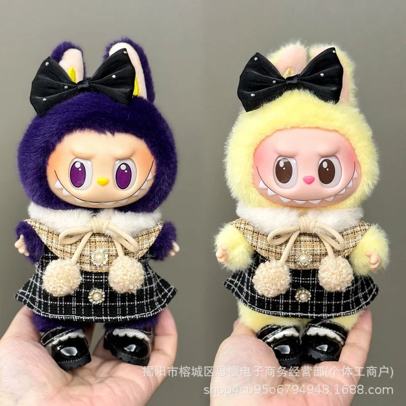 Labubu high imitation big baby clothes 17cm vinyl doll pendant plush toy clothes suit skirt