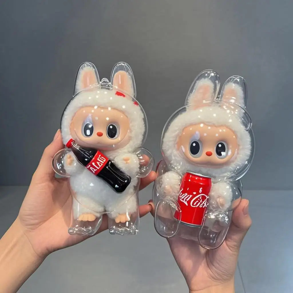 Labubu Coca Cola Happy Factor Transparent Protective Cover Dustproof Cover Storage Box -  Backpack - Hanging Decor