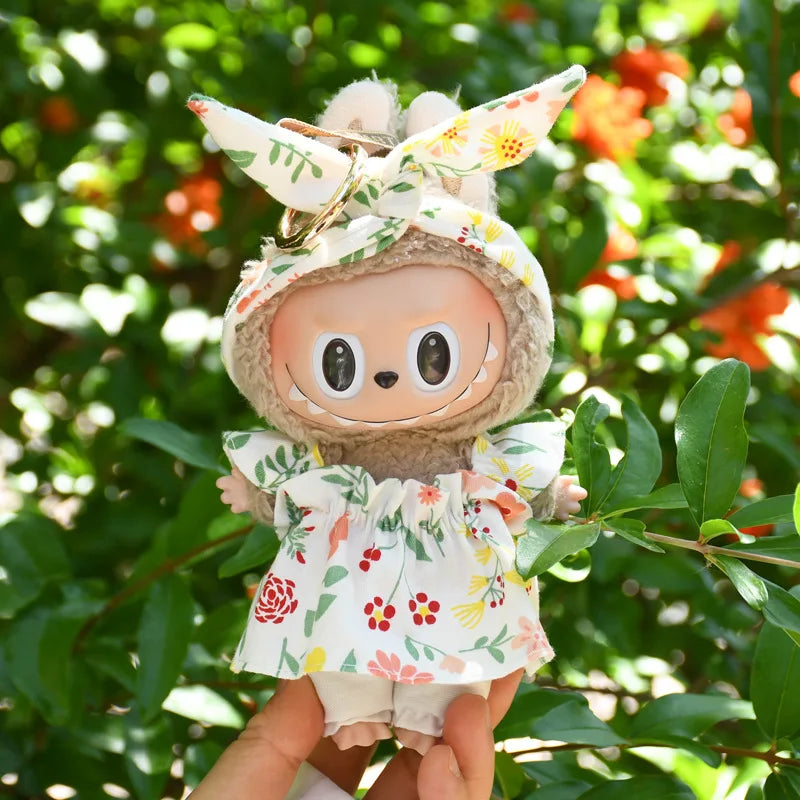 Only Clothes] 17cm Labubu V1 Clothes Outfit Dress Uniform Clothing Labubu Vinyl Pendant's Accessories Wedding Dress Girl Gift