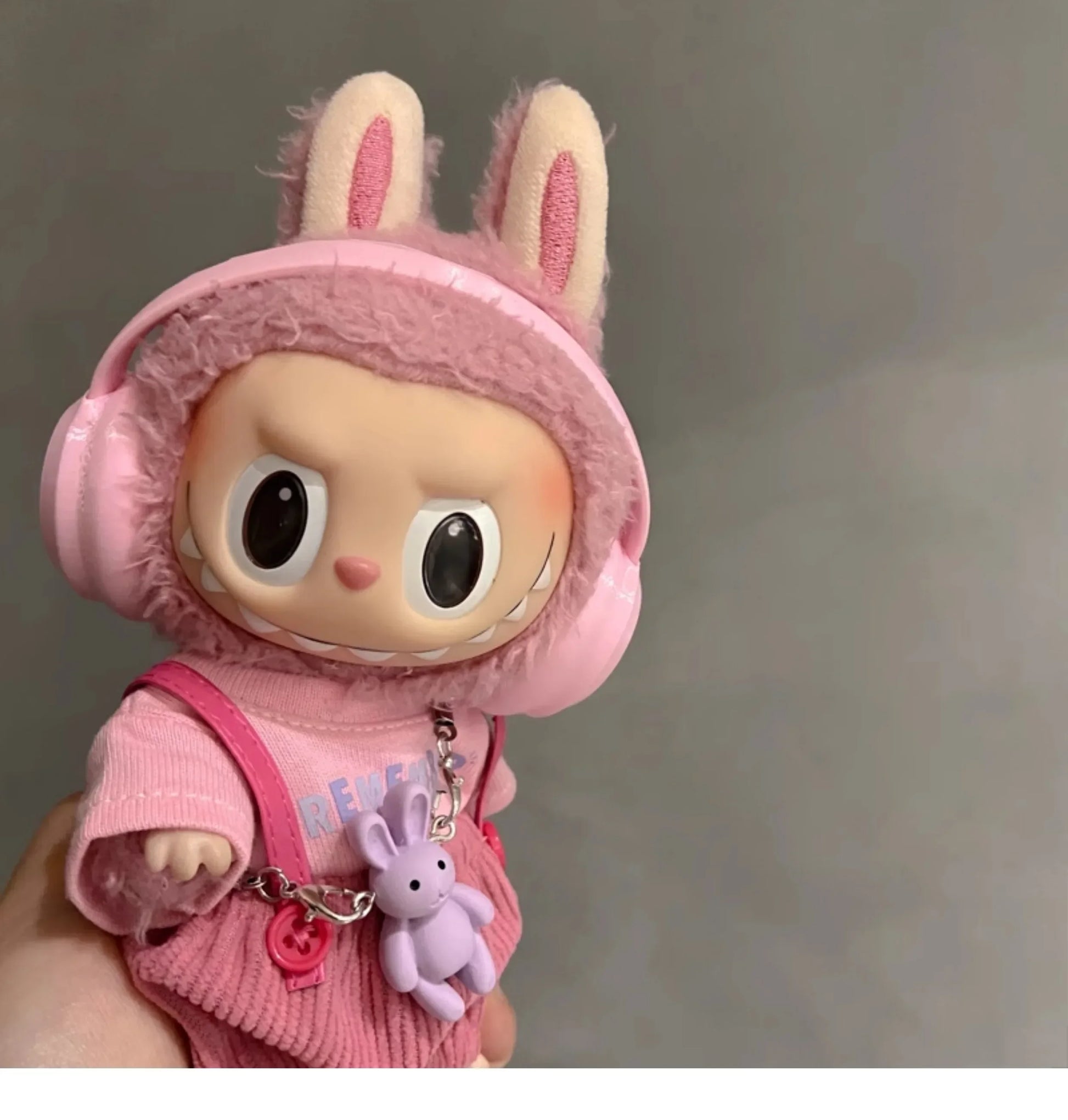 Labubu Accessories:17cm Labubu Fashion Earphone Accessories 10cm Cotton Doll Earphones Macaron Color Doll Earphones