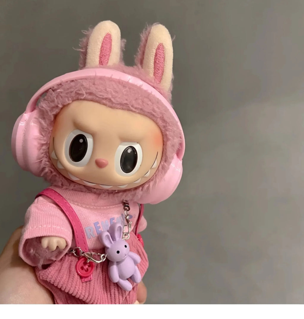 Labubu Accessories：17cm Labubu Fashion Earphone Accessories 10cm Cotton Doll Earphones Macaron Color Doll Earphones
