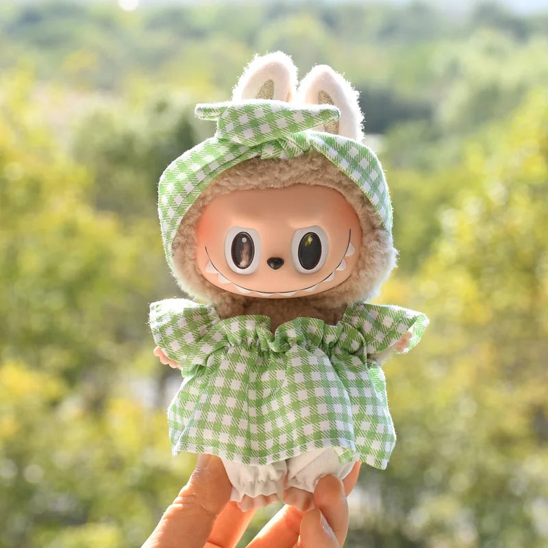 Only Clothes] 17cm Labubu V1 Clothes Outfit Dress Uniform Clothing Labubu Vinyl Pendant's Accessories Wedding Dress Girl Gift