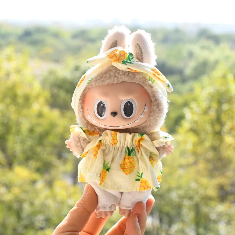 Only Clothes] 17cm Labubu V1 Clothes Outfit Dress Uniform Clothing Labubu Vinyl Pendant's Accessories Wedding Dress Girl Gift