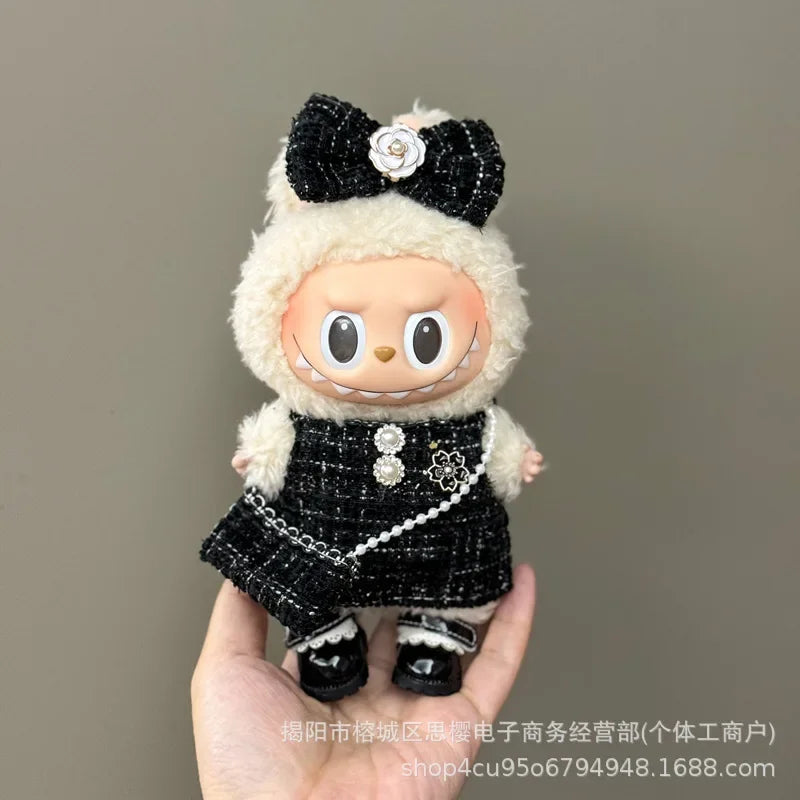 Labubu high imitation big baby clothes 17cm vinyl doll pendant plush toy clothes suit skirt